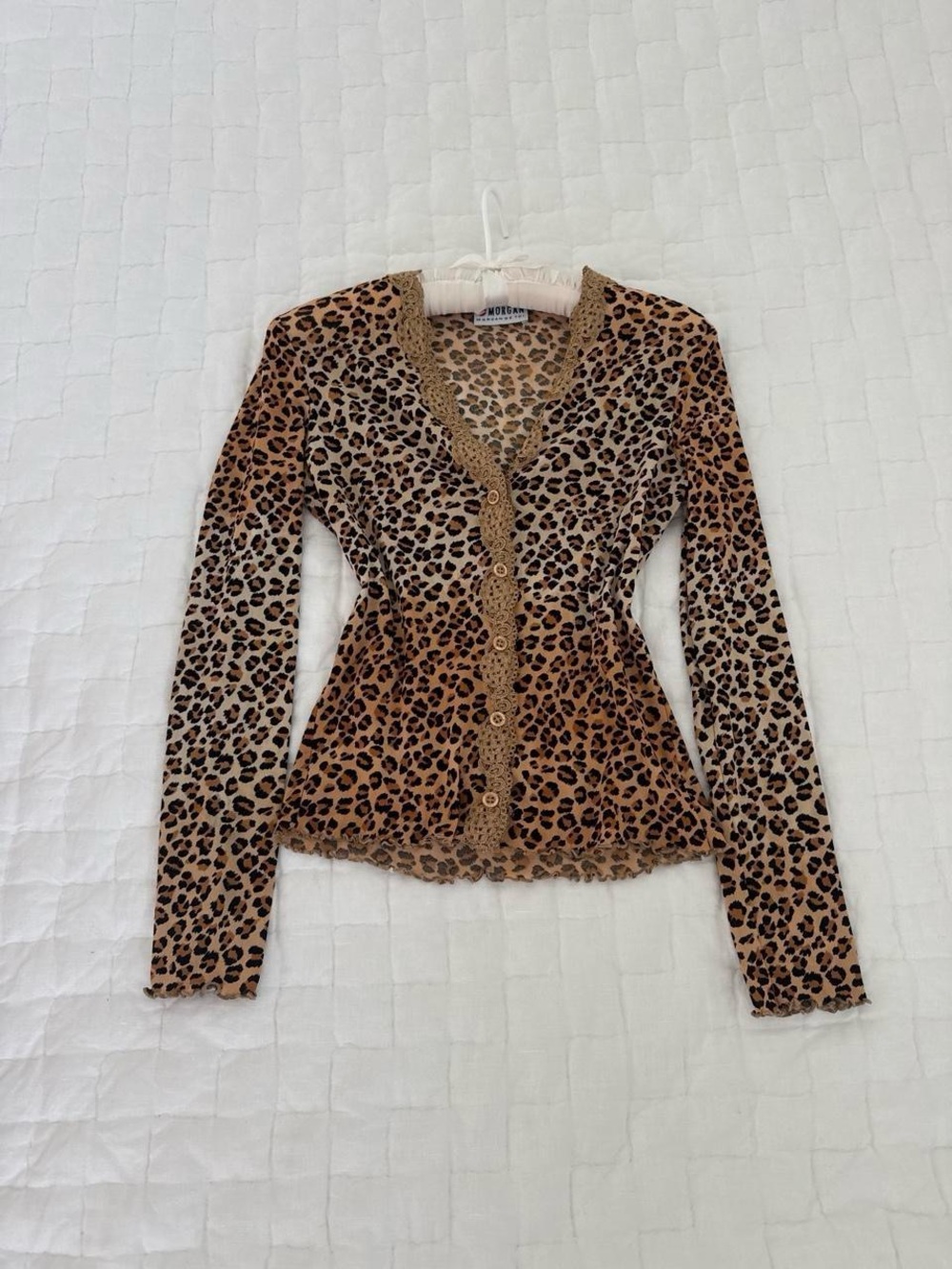 Morgan de Toi Leopard Print Button-Front Cardigan